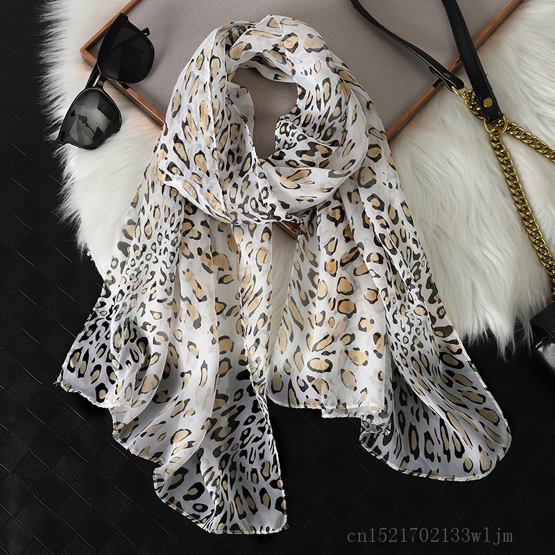 Face Scarf Mask - 2024 Fashion Printed Leopard Chiffon Hijab