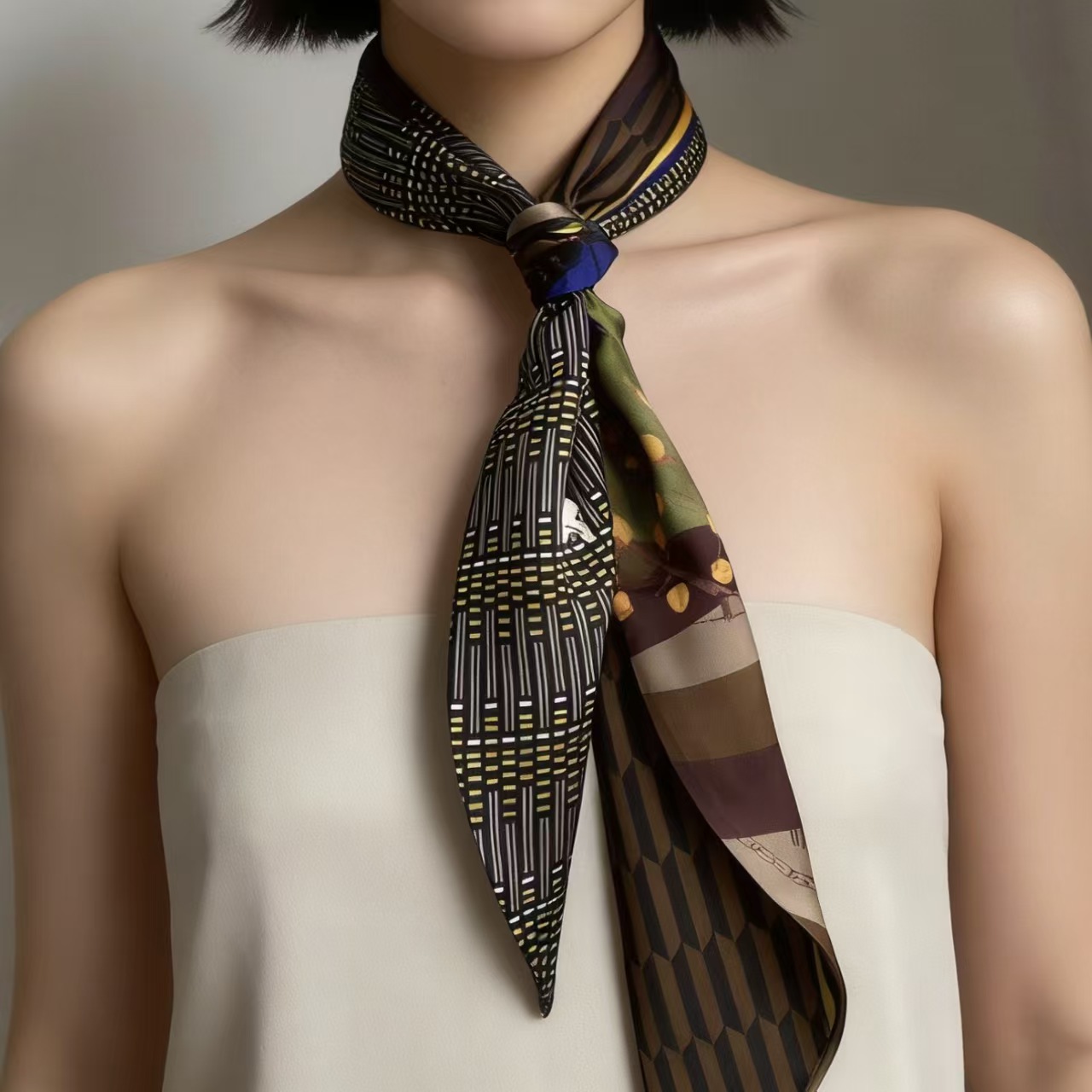 Luxury Print Long Hair Ribbon  - Head Wrap Turban 评论和价格