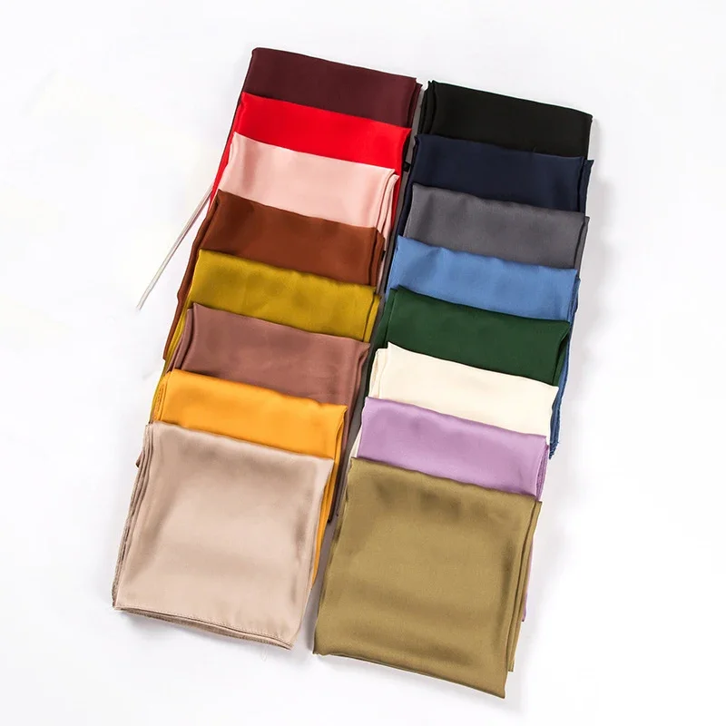 Satin Scarf Women 70cm Solid C - Scarf Silk Square 评论和价格