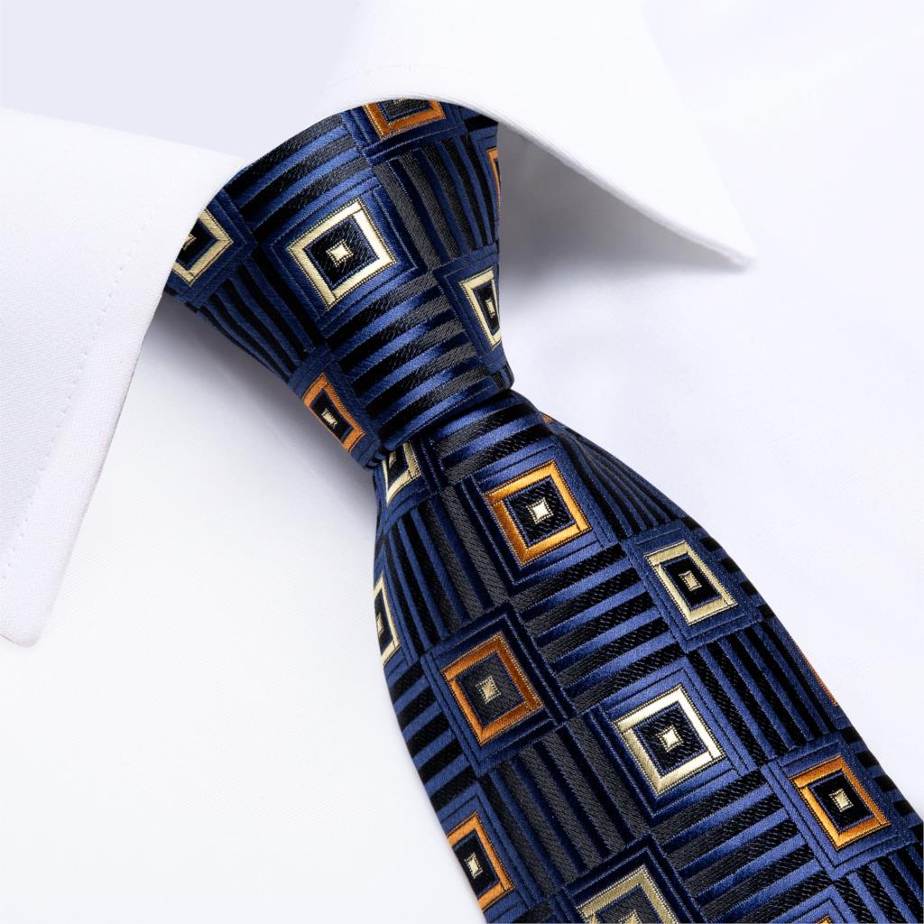 DiBanGu 8cm Blue Plaid Paisley - Silk Tie Striped 评论和价格