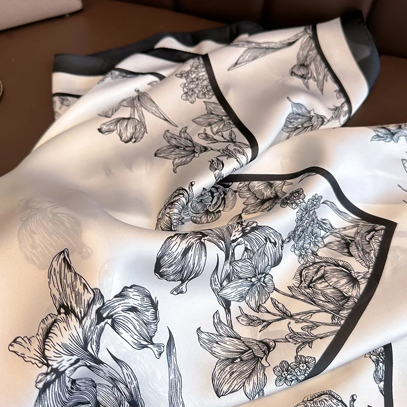 70*70cm Luxury Floral Print Si - Scarf Silk Square 评论和价格
