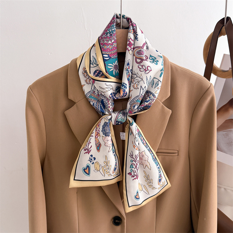 45 Color Women Silk Feel Print - Face Scarf Mask 评论和价格
