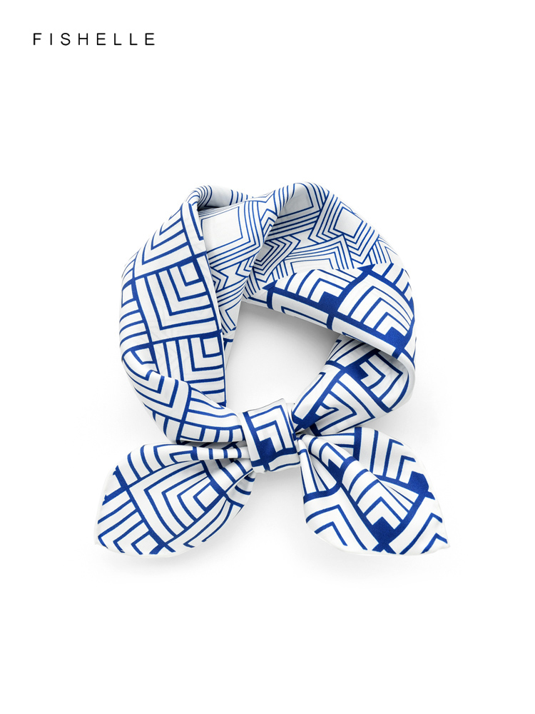 Geometric printed real silk tw - Scarf Silk Square 评论和价格
