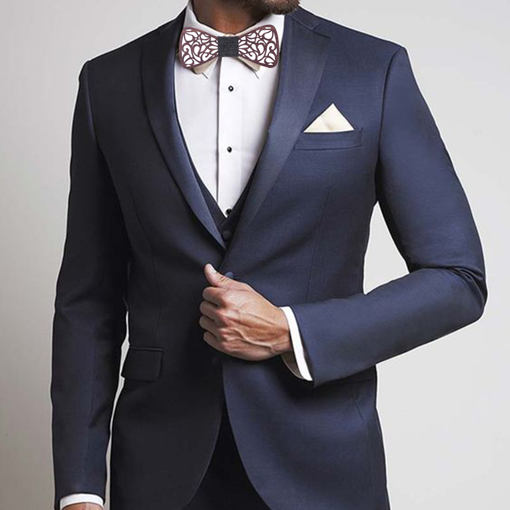 Christmas Gift Wooden Bow Ties - Silk Tie Striped 评论和价格