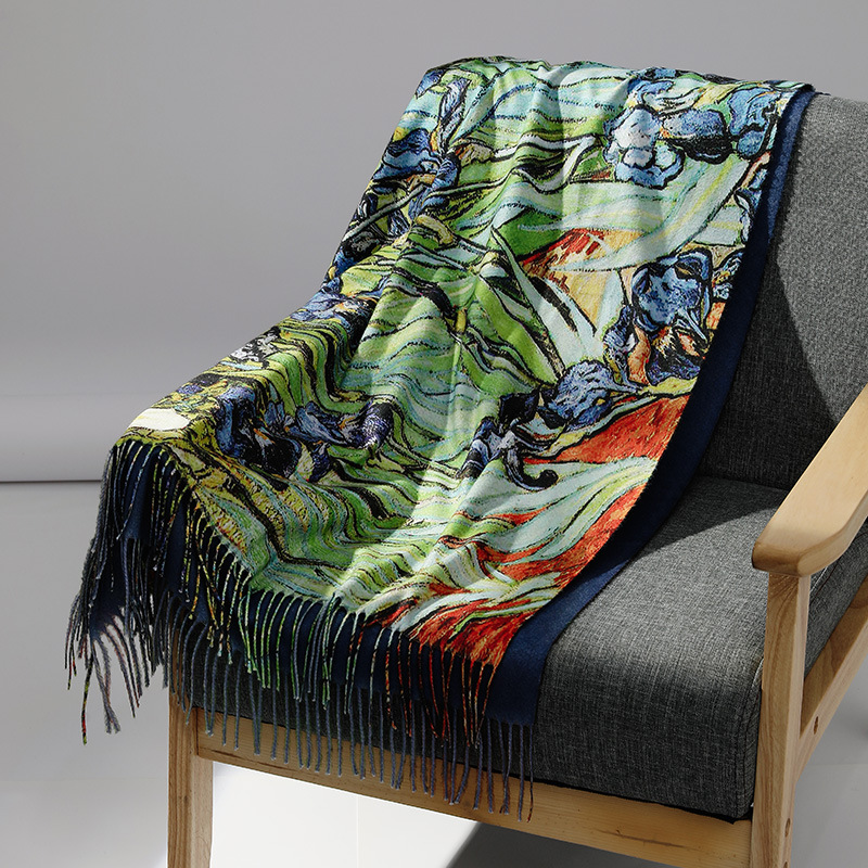 Luxury Brand Oil Painting Cash - Muffler Men Wool 评论和价格
