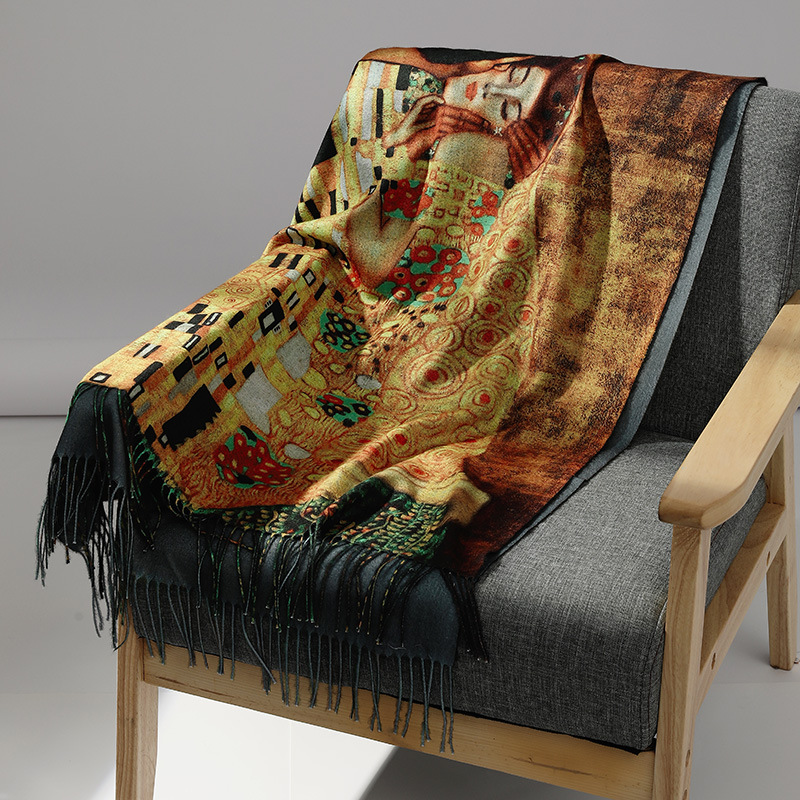 Luxury Brand Oil Painting Cash - Muffler Men Wool 评论和价格