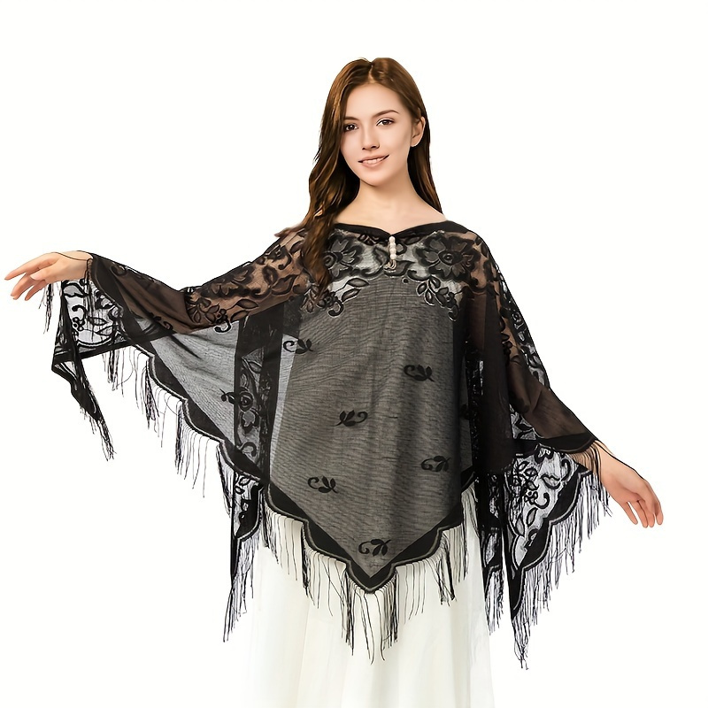 New Embroidery Lace Scarf Shaw - Stole Wedding Shawl 评论和价格