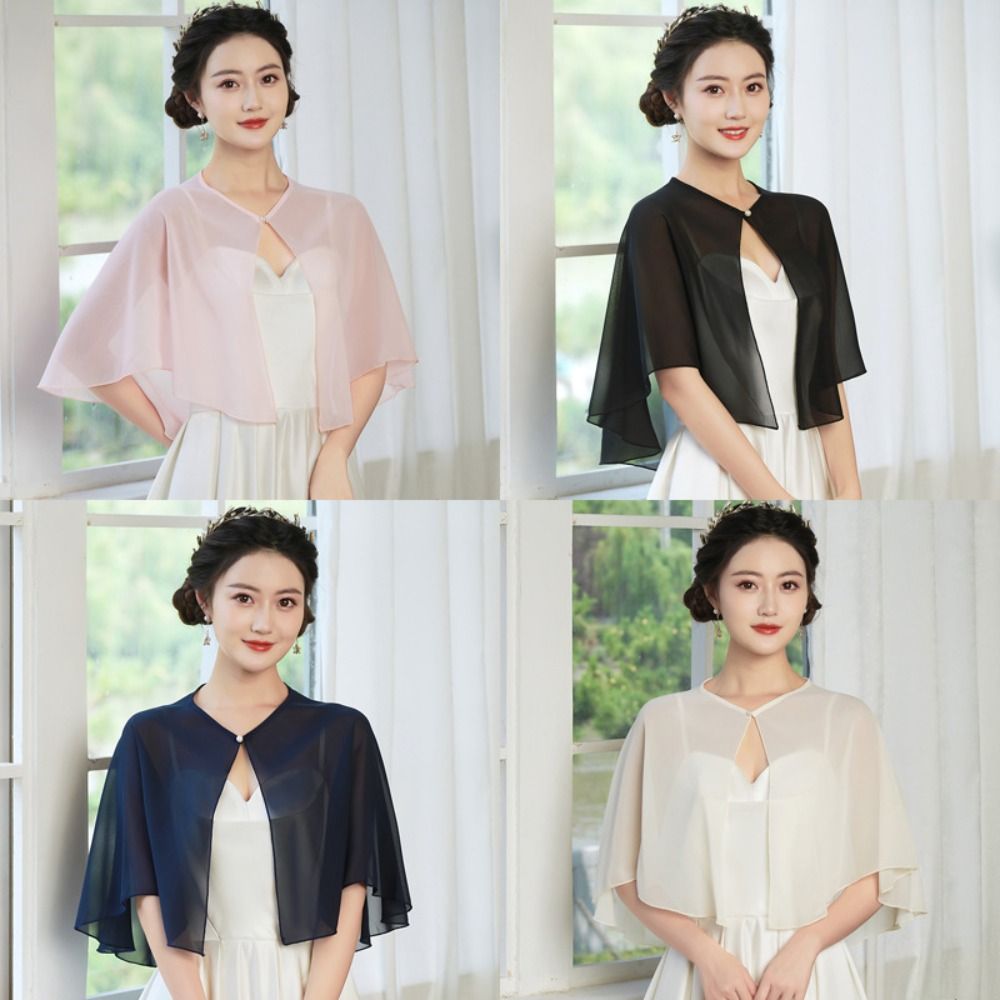 Vintage Sheer Chiffon Capelet  - Stole Wedding Shawl 评论和价格